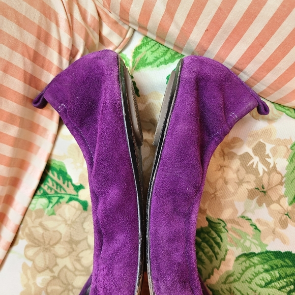 ELIE TAHARI π Lucille Ballet Flats in Grape Jelly purple suede LEATHER - Picture 12 of 16